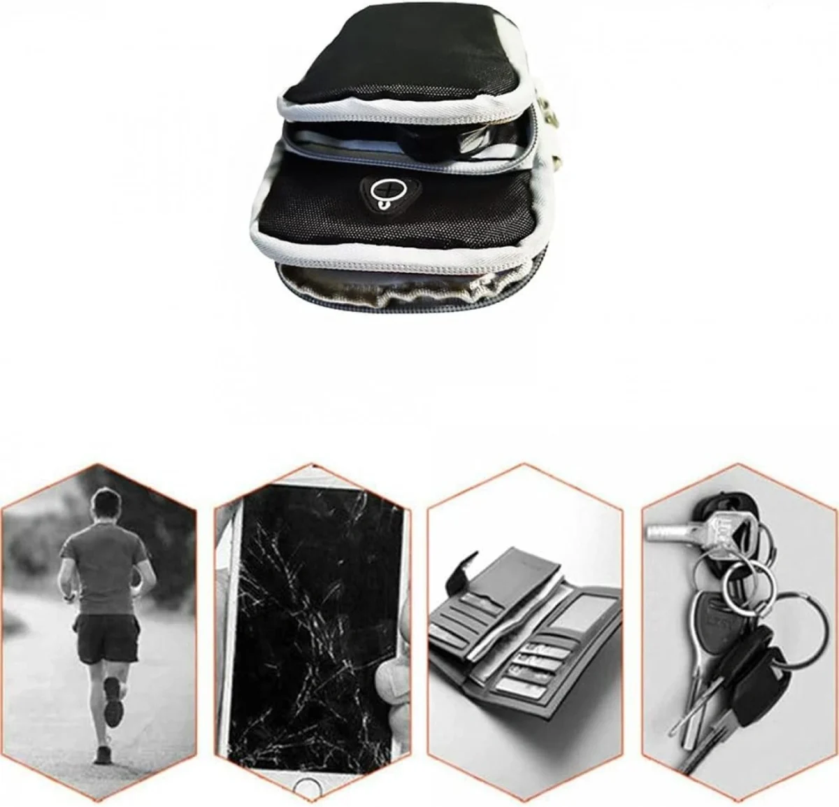 Θήκη Μπράτσου - Περιβραχιόνιο με Βοηθητική Θήκη και Φερμουάρ- Sports Armband