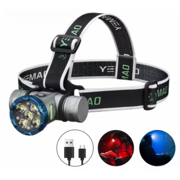 Επαναφορτιζόμενος Φακός Κεφαλής Super Bright με 8 Λειτουργίες Φωτισμού YM-T755