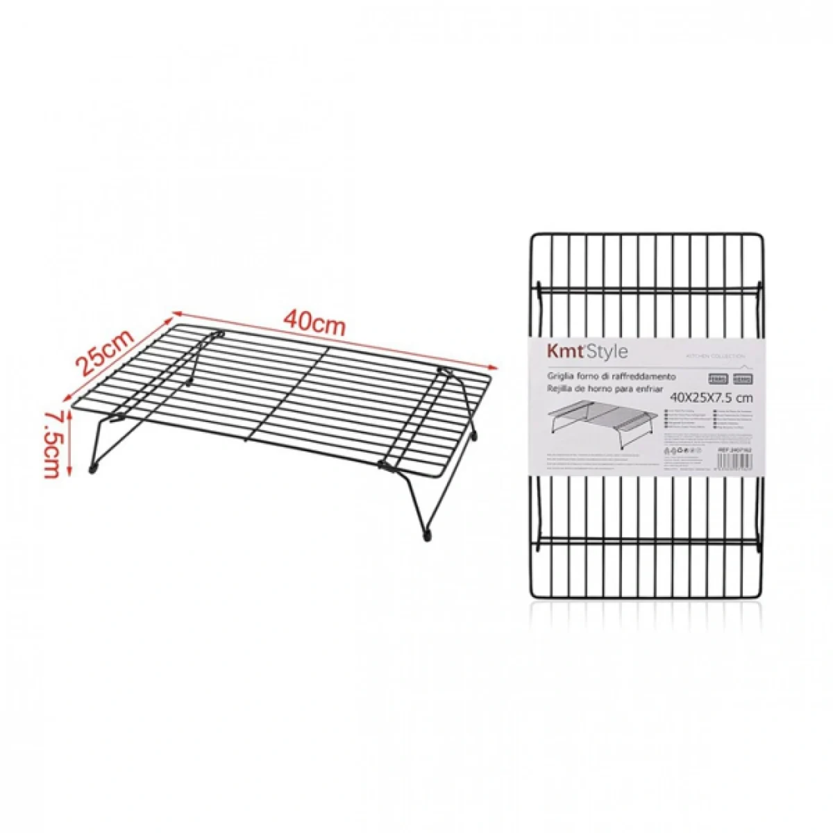 40×25cm Μεταλλική Αναδιπλούμενη Σχάρα Κρυώματος & Ψησίματος - Μαύρη