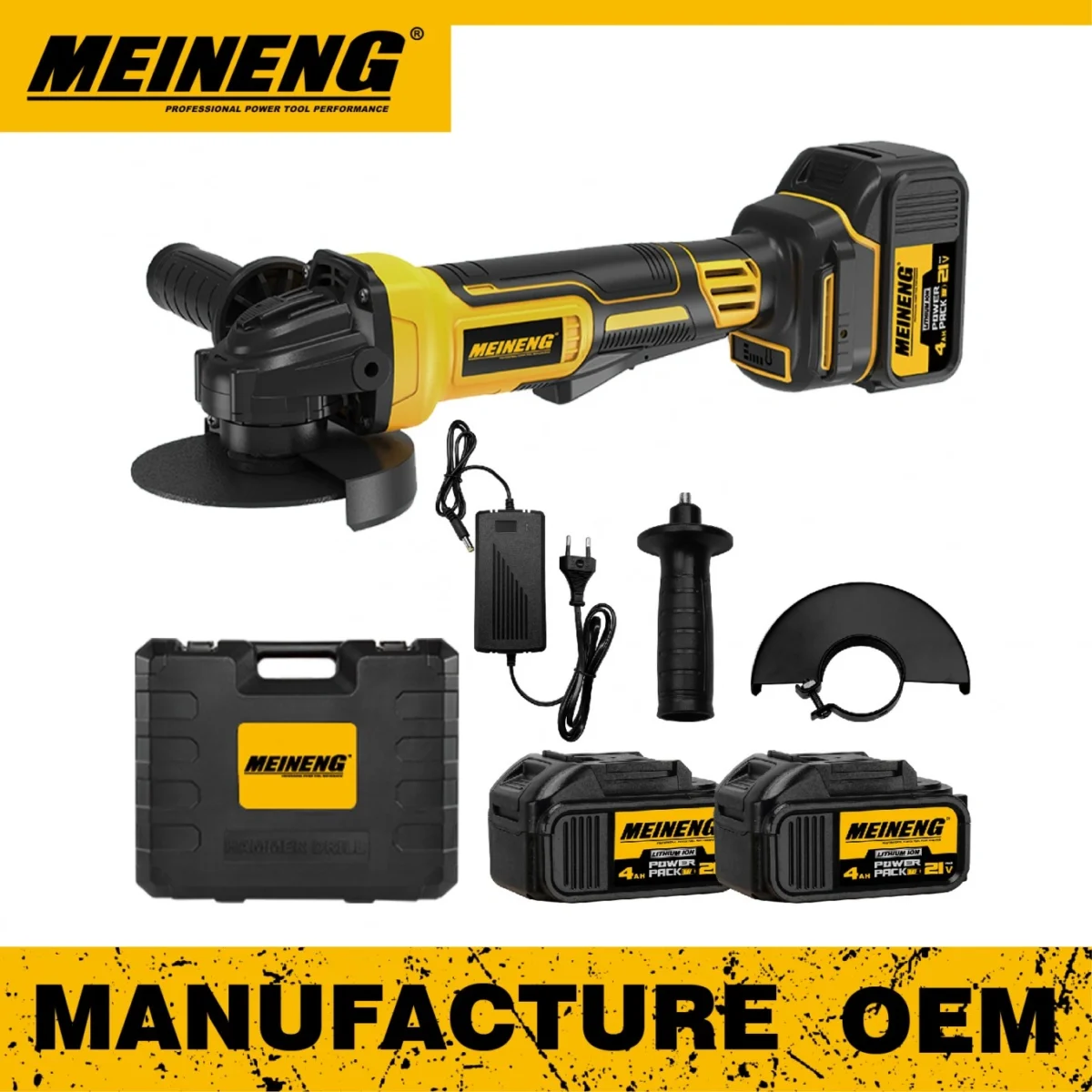 Επαναφορτιζόμενος Γωνιακός Τροχός 21V Brushless 115mm Meineng 4503 με 2 Μπαταρίες