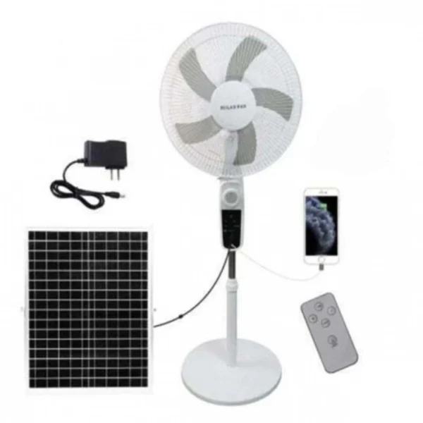 40cm Επιδαπέδιος Ηλιακός Πτυσσόμενος Ανεμιστήρας 20W με Επαναφορτιζόμενη Μπαταρία 18000mAh & Τηλεχειρηστήριο - 5 Λεπίδες