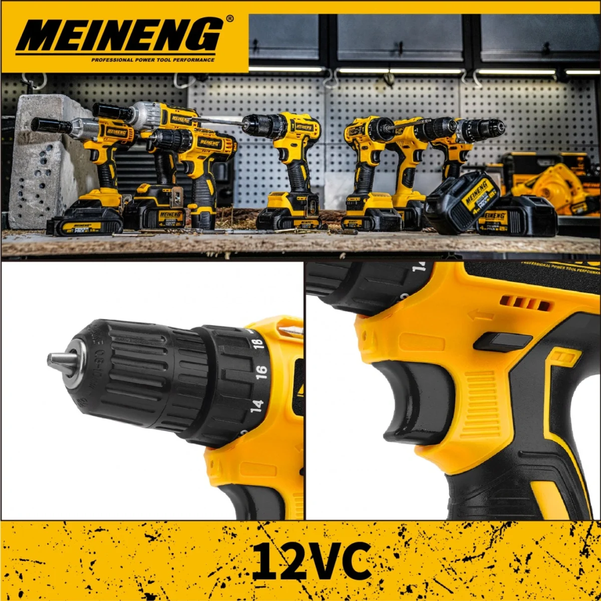 Επαναφορτιζόμενο Δράπανο 21V 1500mAh 10mm Meineng 12VC