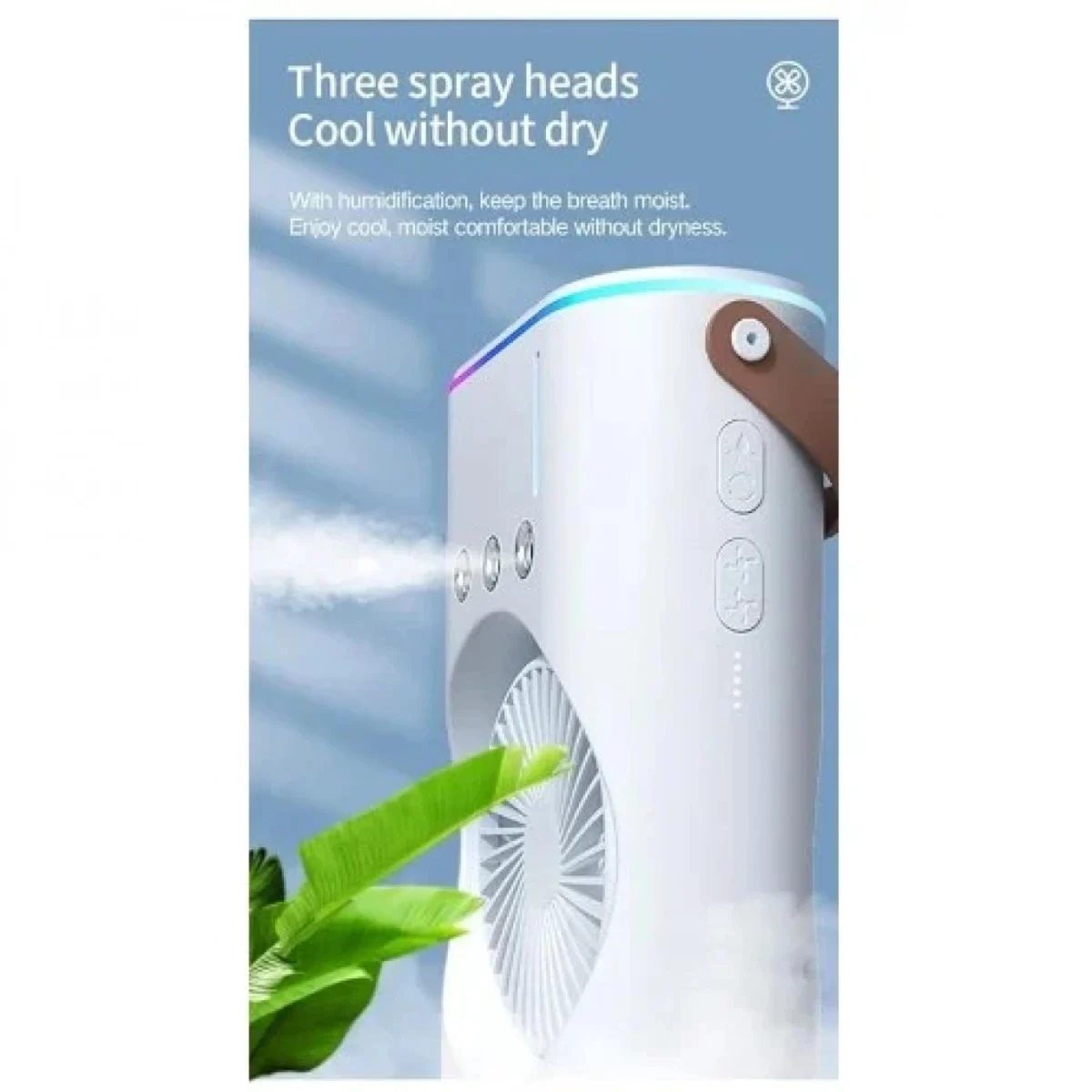 Φορητό USB Κλιματιστικό με Υδρονέφωση & Φωτισμό RGB - Λευκό Arrango