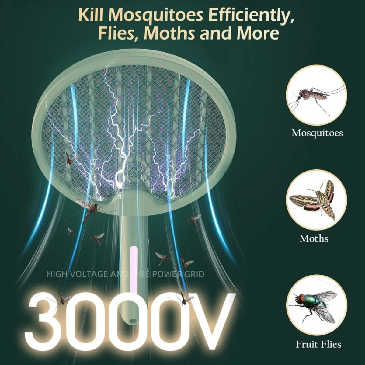 Πτυσσόμενη Ηλεκτρική Ρακέτα Κουνουπιών με UV Λάμπα & USB Φόρτιση - Arrango