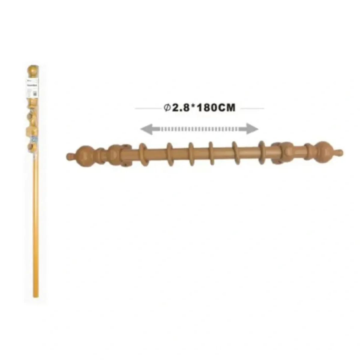 180cm Κουρτινόξυλο Μονό Ξύλινο Φ28 για Κουρτίνες – Ανθεκτικό & Κομψό