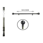 120-210cm Μεταλλικό Κουρτινόξυλο Πτυσσόμενο Μαύρο/Χρυσό Φ16-19mm 32939