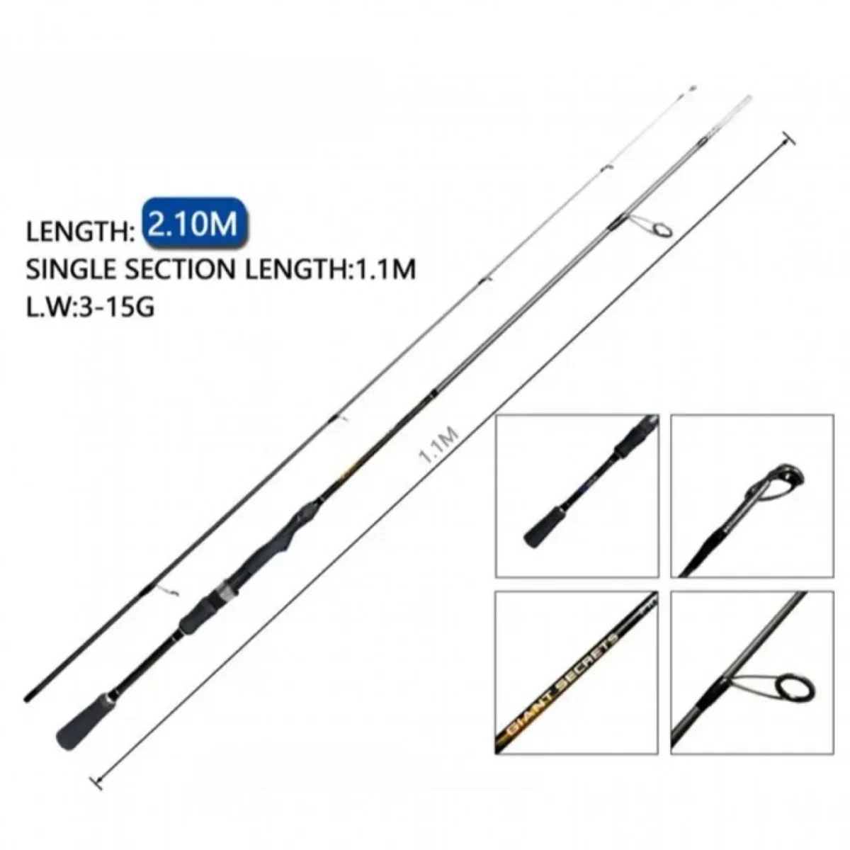 210cm Καλάμι Ψαρέματος Spinning (3-15g) – Ελαφρύ & Ακριβές 38214