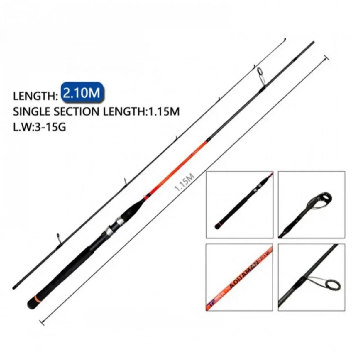 210cm Καλάμι Ψαρέματος Spinning (3-15g) – Ελαφρύ & Ακριβές 38211