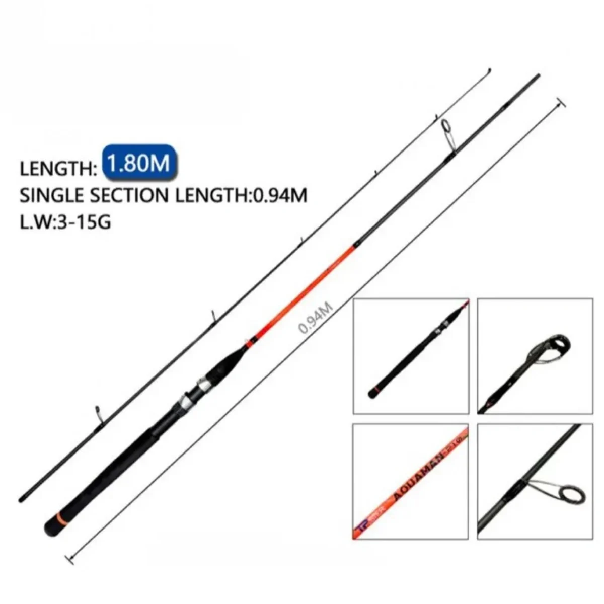 180cm Καλάμι Ψαρέματος Spinning (3-15g) – Ελαφρύ & Ακριβές 38210