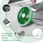 Επιτραπέζιος & Κρεμαστός Φορητός RGB Mini Ανεμιστήρας 2 σε 1 με LED και USB Φόρτιση Πράσινο – Arrango