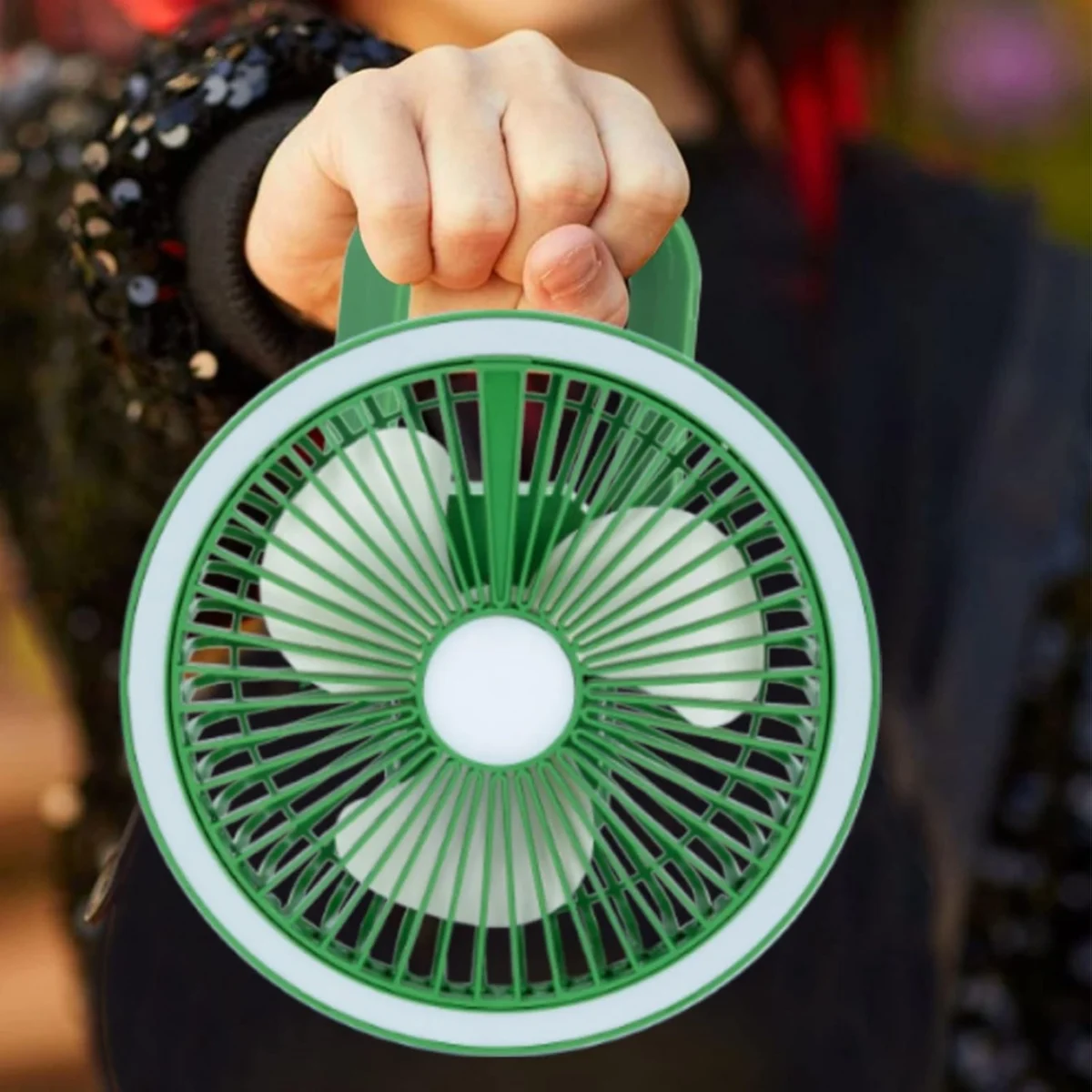 Επιτραπέζιος & Κρεμαστός Φορητός RGB Mini Ανεμιστήρας 2 σε 1 με LED και USB Φόρτιση Πράσινο – Arrango