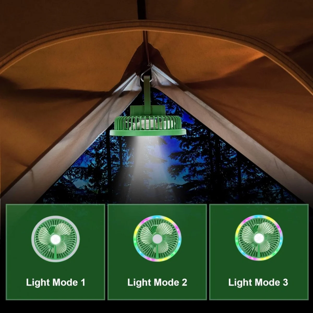 Επιτραπέζιος & Κρεμαστός Φορητός RGB Mini Ανεμιστήρας 2 σε 1 με LED και USB Φόρτιση Πράσινο – Arrango