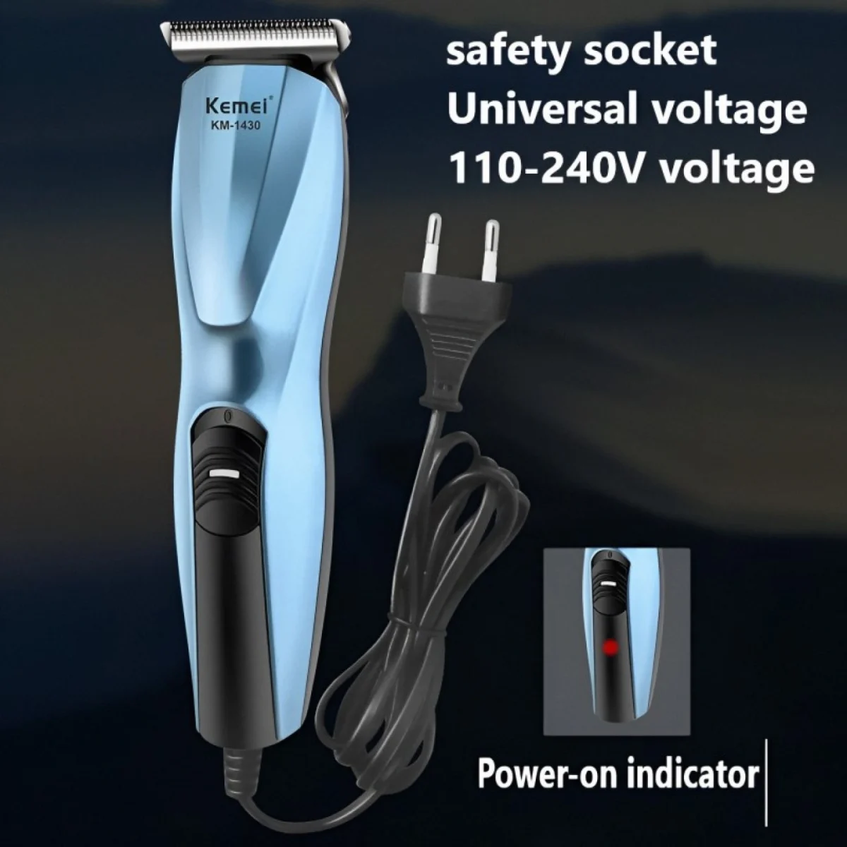 Eπαναφορτιζόμενη USB Κουρευτική Μηχανή - Blue Groom - Kemei ΚΜ-1218