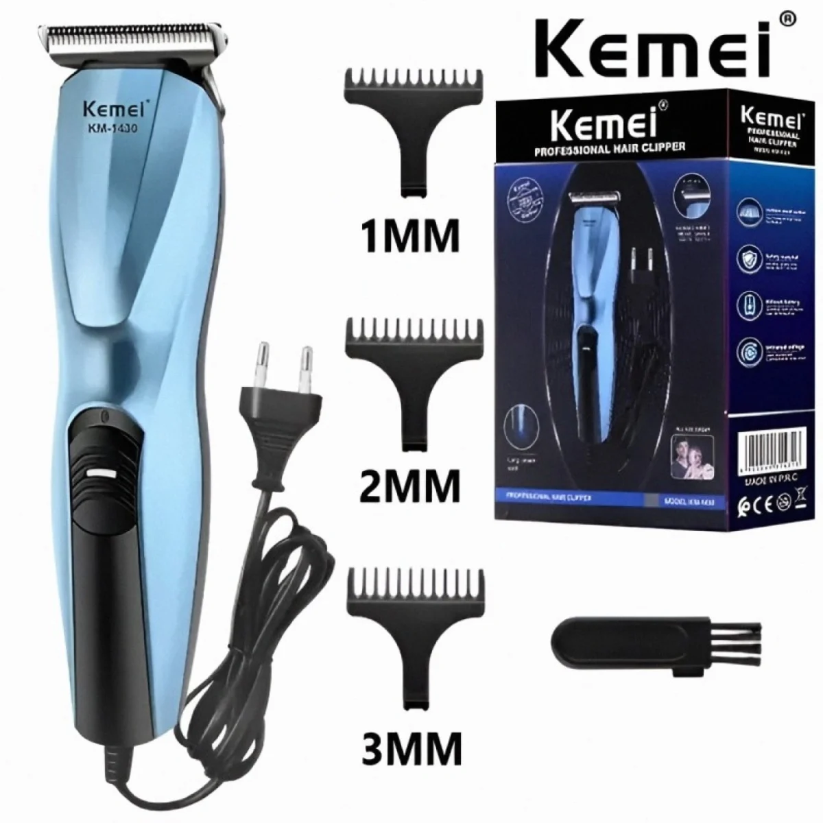 Eπαναφορτιζόμενη USB Κουρευτική Μηχανή - Blue Groom - Kemei ΚΜ-1218