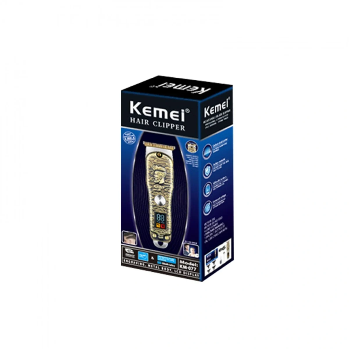 Επαναφορτιζόμενη Κουρευτική Μηχανή με Οθόνη LED Kemei KM-077