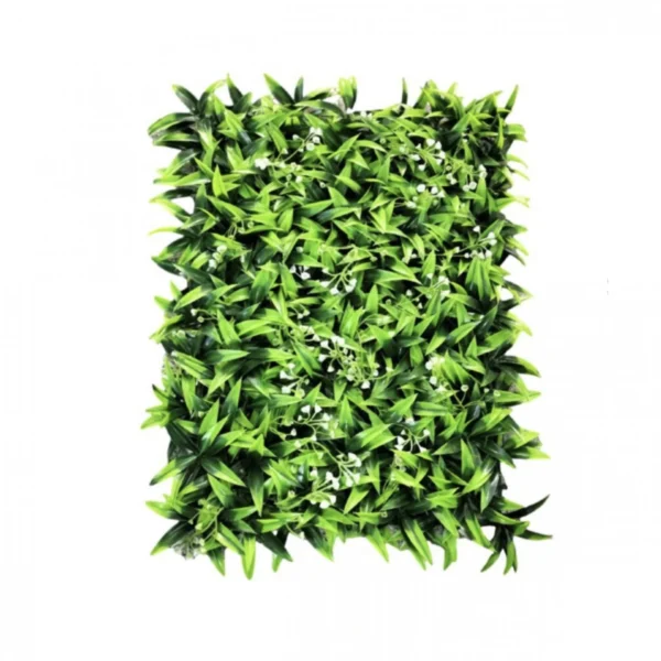 60x40cm Τεχνητή Φυλλωσιά Πρασινάδα με Λευκά Λουλουδάκια