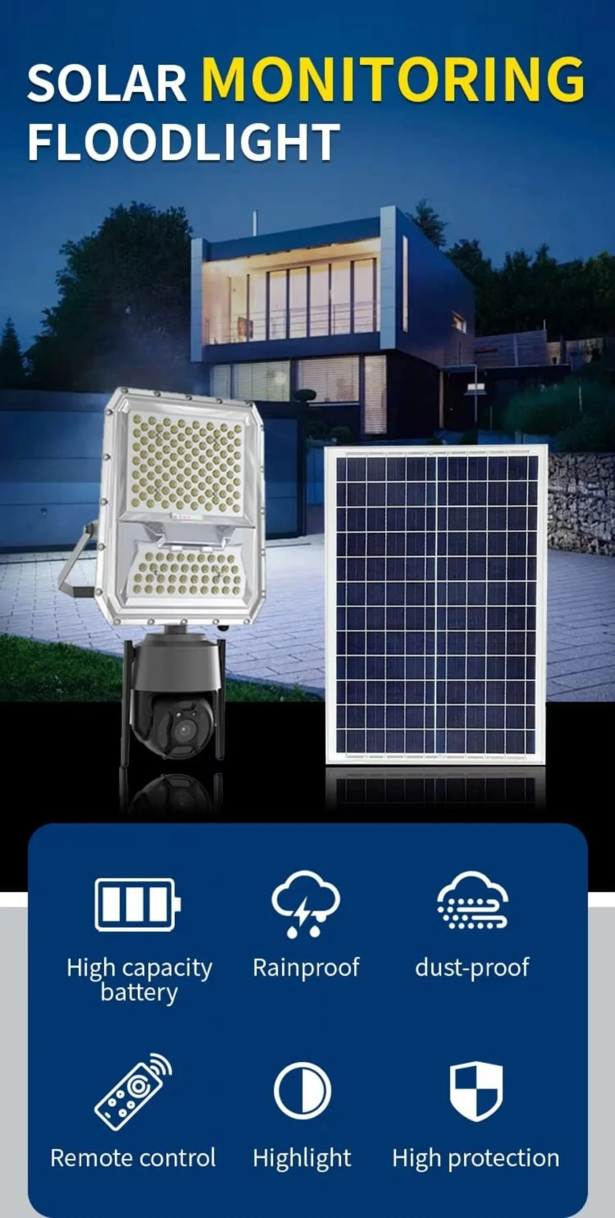 Ηλιακός Προβολέας 152 Led με Κάμερα Παρακολούθησης Υψηλής Ανάλυσης 5 MP GD-JK300 GDSuper