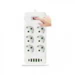 Πολύπριζο Ασφαλείας 6 Θέσεων με 4 Θύρες USB-A & 2 Θύρες USB-C 4000W/16A