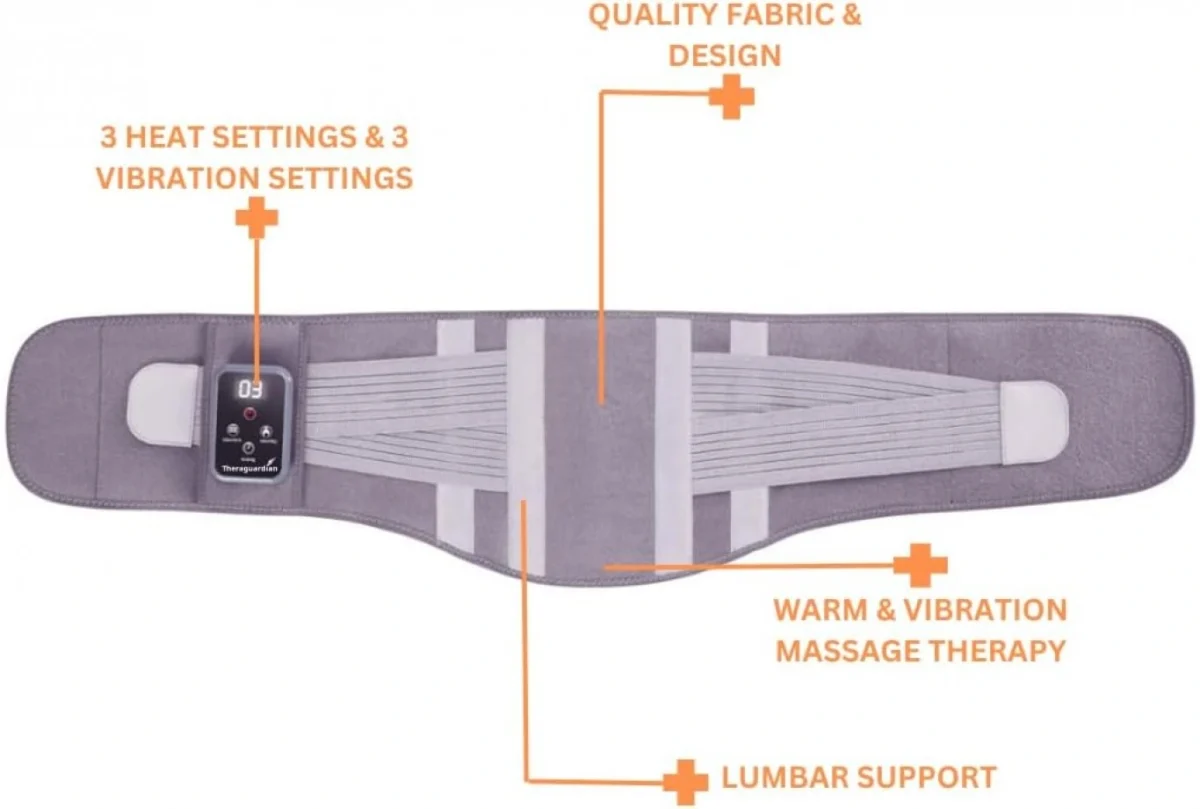 Ρυθμιζόμενη Ζώνη Θέρμανσης Μασάζ 3 Ταχυτήτων Γκρι