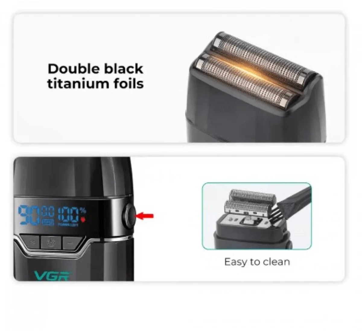 Επαναφορτιζόμενη Ξυριστική Μηχανή Αδιάβροχη με Οθόνη LED VGR V-308