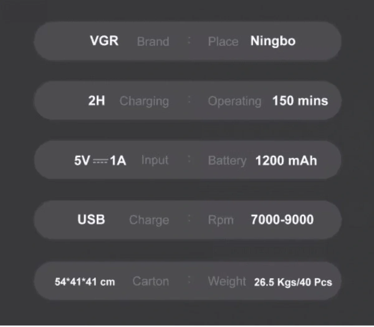 Επαναφορτιζόμενη Ξυριστική Μηχανή Αδιάβροχη με Οθόνη LED VGR V-308