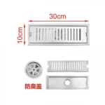 Inox Σχαράκι-Σιφώνι Αποχέτευσης 10x30cm με Διπλό Φίλτρο Συγκράτησης Σκουπιδιών