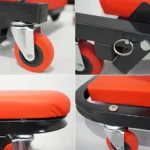 Τροχήλατο Αναδιπλούμενο Σκαμπό/Ξαπλώστρα Εργασίας 2 σε 1 Κόκκινο