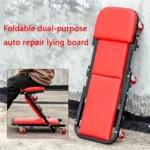 Τροχήλατο Αναδιπλούμενο Σκαμπό/Ξαπλώστρα Εργασίας 2 σε 1 Κόκκινο