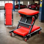 Τροχήλατο Αναδιπλούμενο Σκαμπό/Ξαπλώστρα Εργασίας 2 σε 1 Κόκκινο