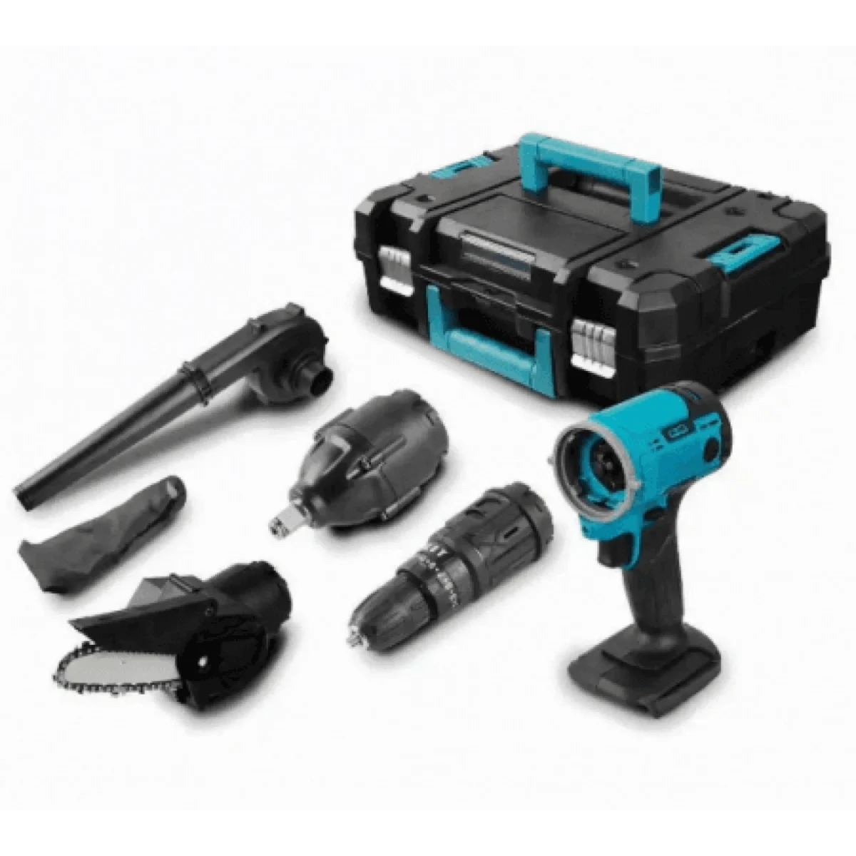 Σετ Δραπανοκατσάβιδο & Κατσαβίδι & Αλυσοπρίονο & Μπουλονόκλειδο & Φυσητήρας με Μπαταρίες και Θήκη Bisutime