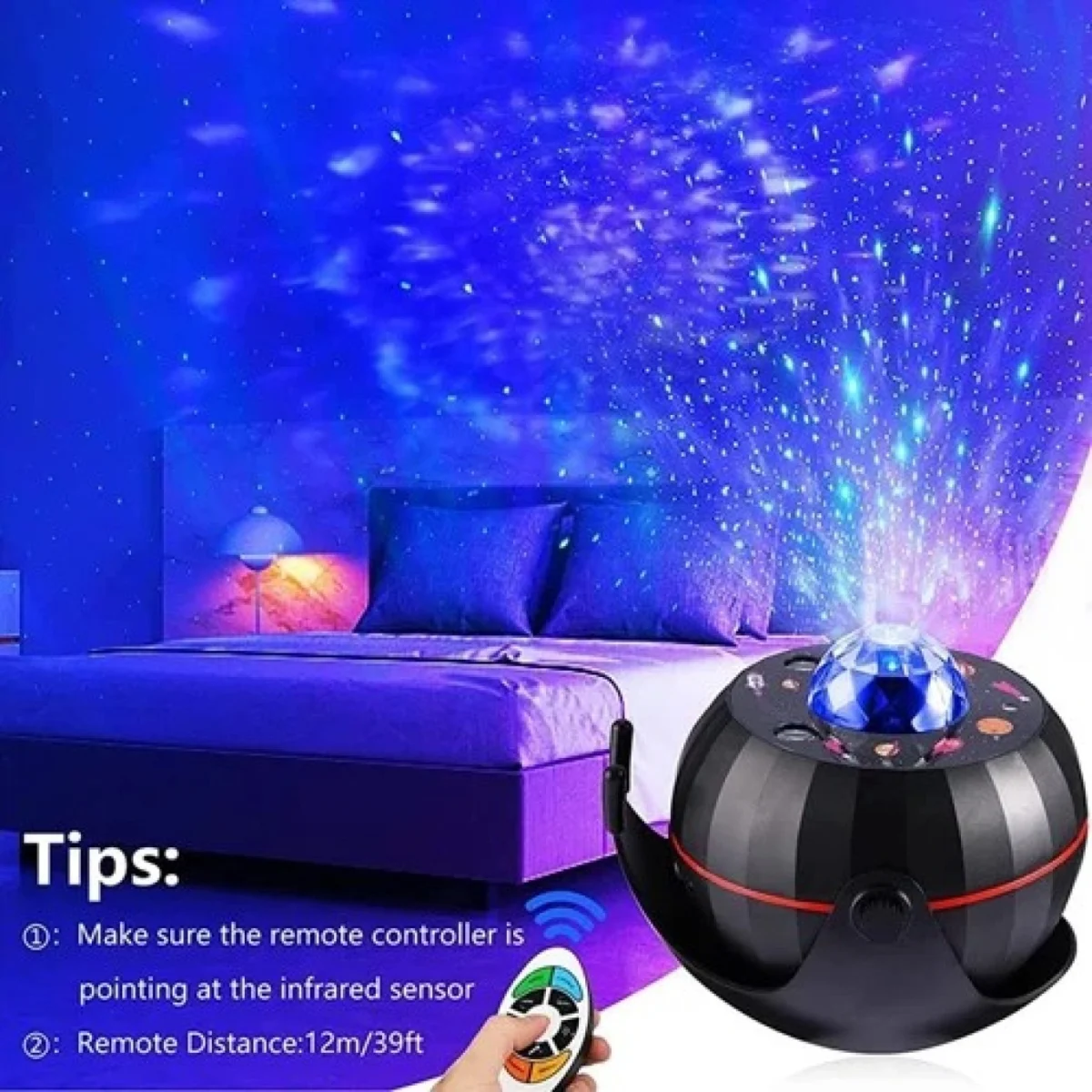 4 σε 1 Προβολέας Galaxy με Bluetooth και Φωνητικό Ελεγχο Galaxy Nightlight Projector LED – Μαύρο