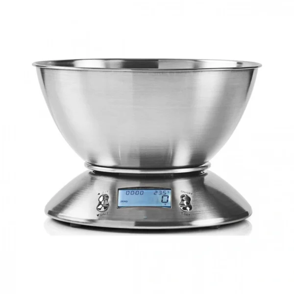 Ψηφιακή Ανοξείδωτη Ζυγαριά Κουζίνας & Χρονόμετρο 2 σε 1 5Kg