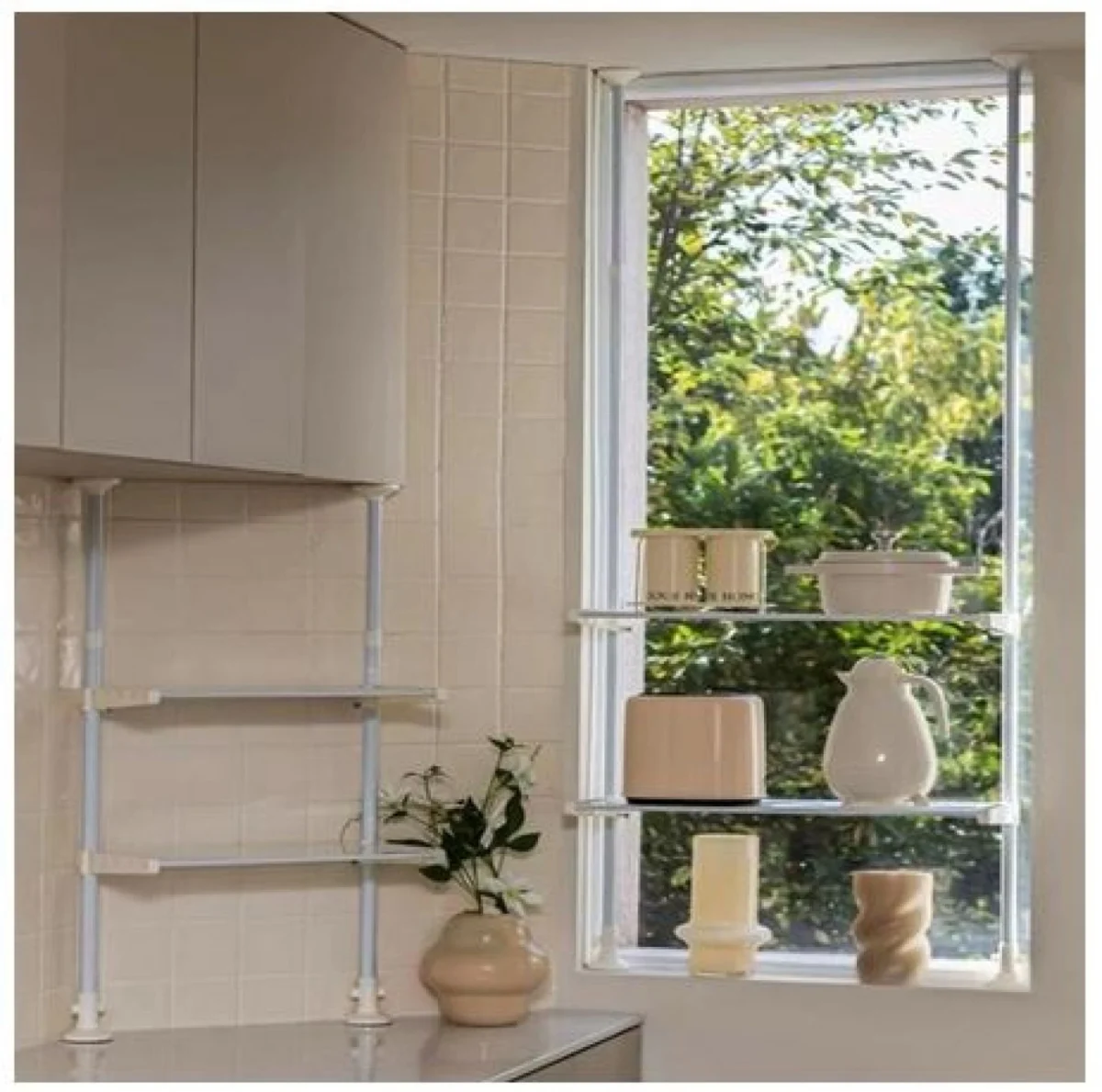 Ραφιέρα Κουζίνας με Ρυθμιζόμενο Ύψος 75-150εκ., Πλάτος 44εκ. και 2 Ράφια Βάθους 26εκ.