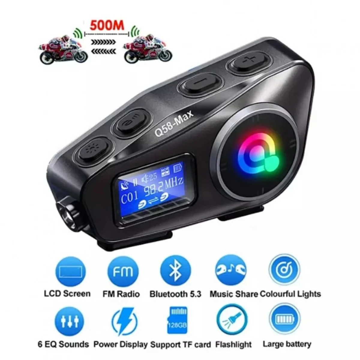 Σύστημα Μονής Ενδοεπικοινωνίας Bluetooth για Κράνος Μηχανής Q58-Max