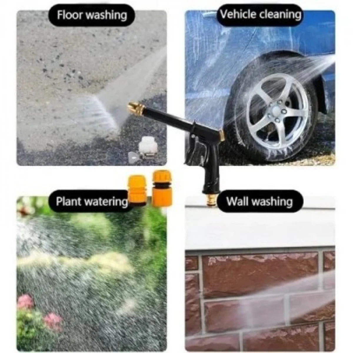 Σετ Πλυστικού Ποτίσματος με Ακροφύσιο και Ταχυσύνδεσμους 1/4″ Μαύρο/Πορτοκαλί