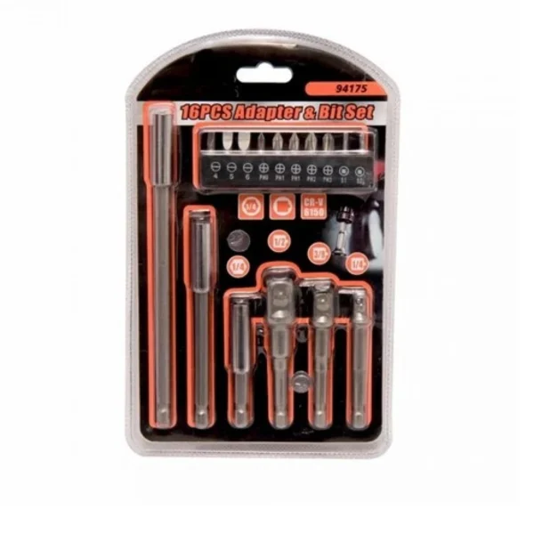 Σετ Μύτες & Αντάπτορες 16τμχ για Κατσαβίδια & Δραπανοκατσάβιδα JF-94175