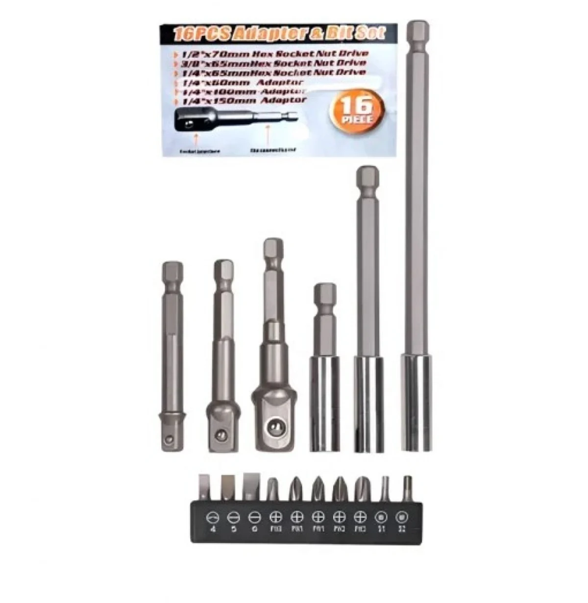 Σετ Μύτες & Αντάπτορες 16τμχ για Κατσαβίδια & Δραπανοκατσάβιδα JF-94175