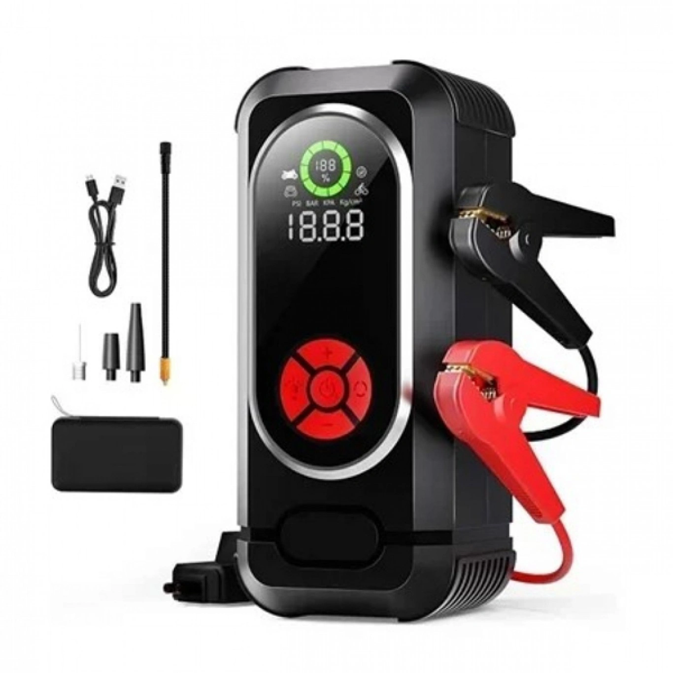 Φορητός Εκκινητής Αυτοκινήτου με Αεροσυμπιεστή, 150PSI 800A 12V με Οθόνη LED & Φακό HW-0354 Φορητός Εκκινητής Αυτοκινήτου με Αεροσυμπιεστή, 150PSI 800A 12V με Οθόνη LED & Φακό HW-0354