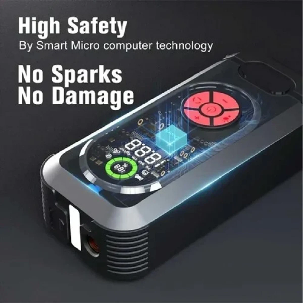 DINGQI Jump Starter 12V & Power Bank 12.000mAh Εκκινητής Μπαταρίας Αυτοκινήτου με Φακό, Κροκοδειλάκια, Καλώδια Φόρτισης, Πυξίδα & Βαλιτσάκι Μεταφοράς