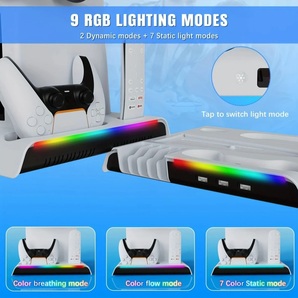 Πολυλειτουργική Βάση Ψύξης RGB & Φόρτισης Χειριστηρίων PS5 Slim