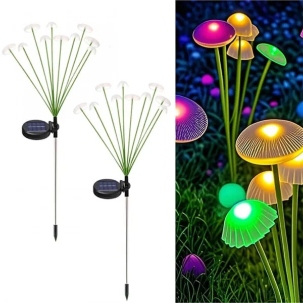 Σετ 2 Ηλιακά Φώτα Κήπου Μέδουσας – Πολύχρωμο LED, 2 Λειτουργίες, IP65