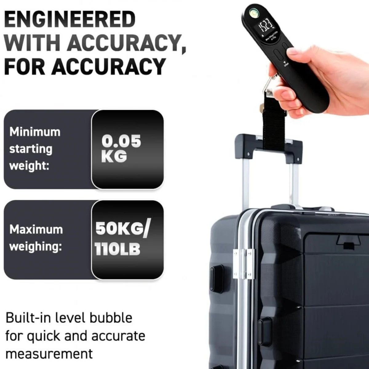 Ηλεκτρονική Ζυγαριά Αποσκευών με LCD Οθόνη & Αλφάδι HYE1506