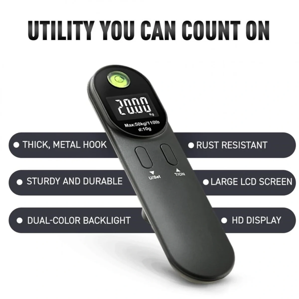 Ηλεκτρονική Ζυγαριά Αποσκευών με LCD Οθόνη & Αλφάδι HYE1506