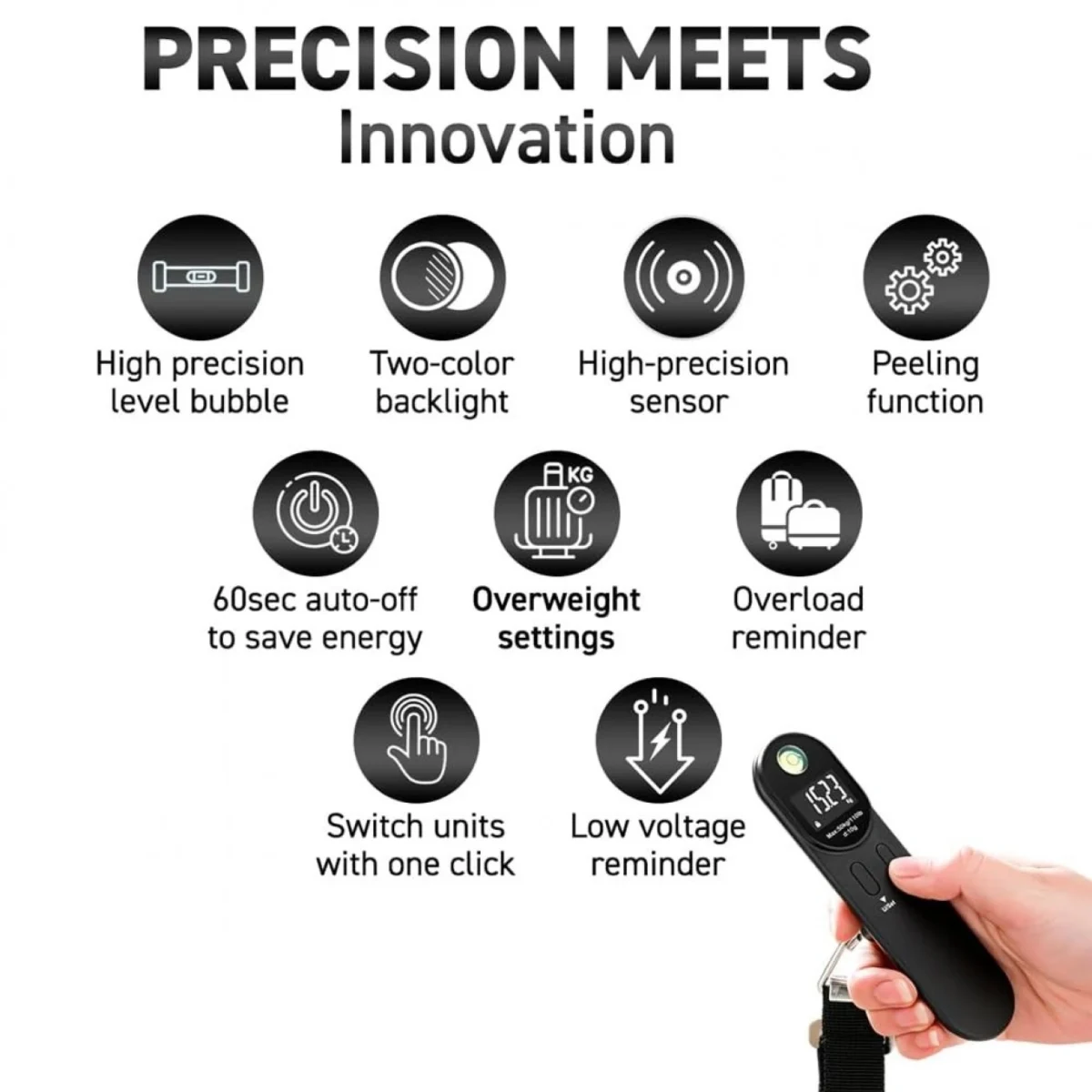 Ηλεκτρονική Ζυγαριά Αποσκευών με LCD Οθόνη & Αλφάδι HYE1506