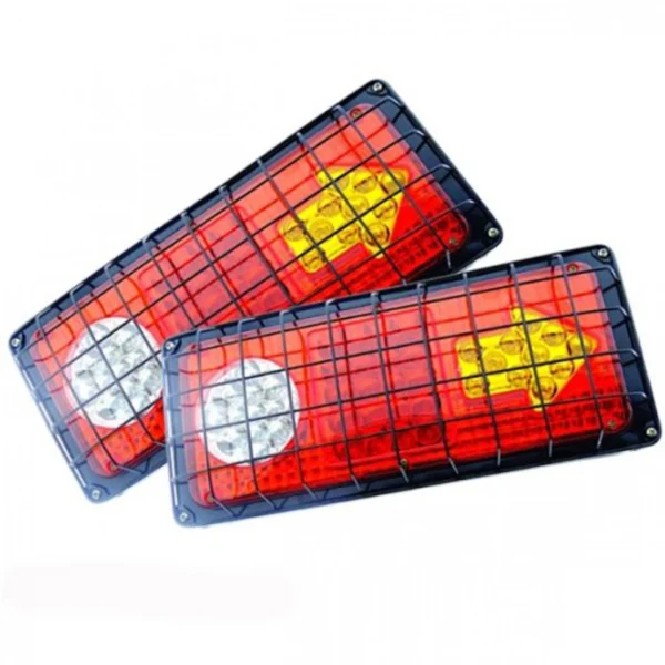 Σετ 2τμχ 33cm Πίσω Φανάρι Φορτηγού LED με Πλέγμα και Μεταλλική Βάση 24V W17879