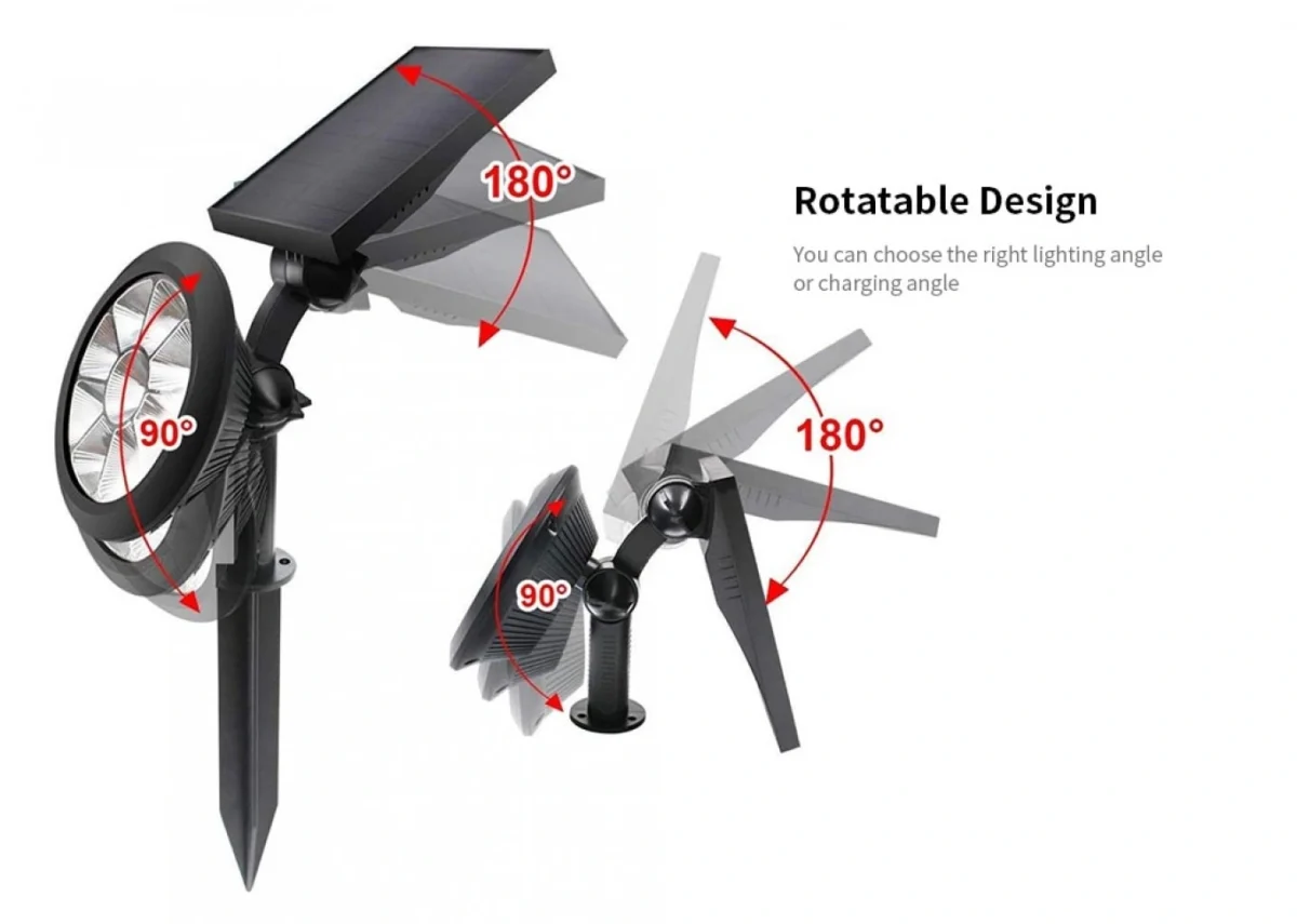 RGB Πολύχρωμο Ηλιακό Αδιάβροχο Φωτιστικό Εξωτερικού Χώρου Προβολέας Κήπου Spot με 9 LED - Καρφωτό & Επιτοίχιο - Waterproof Solar Spotlight Lamp
