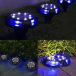 Αδιάβροχο Επιδαπέδιο Ηλιακό 8 RGB LED Φωτιστικό Κήπου με Πάσσαλο & Φωτοκύτταρο Σετ 4τμχ