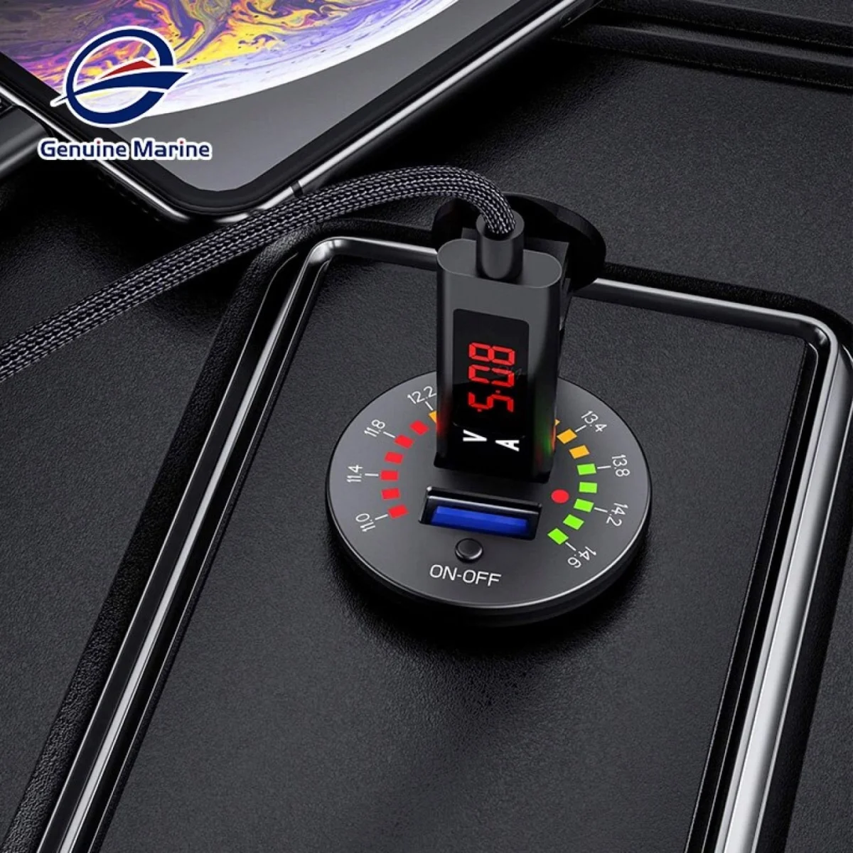 Αδιάβροχος 2x USB Ταχύ Φορτιστής QC3.0 12V Μηχανής / Μοτοσυκλέτας με Φωτεινό Βολτόμετρο - Μαύρο