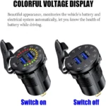 Αδιάβροχος 2x USB Ταχύ Φορτιστής QC3.0 12V Μηχανής / Μοτοσυκλέτας με Φωτεινό Βολτόμετρο - Μαύρο