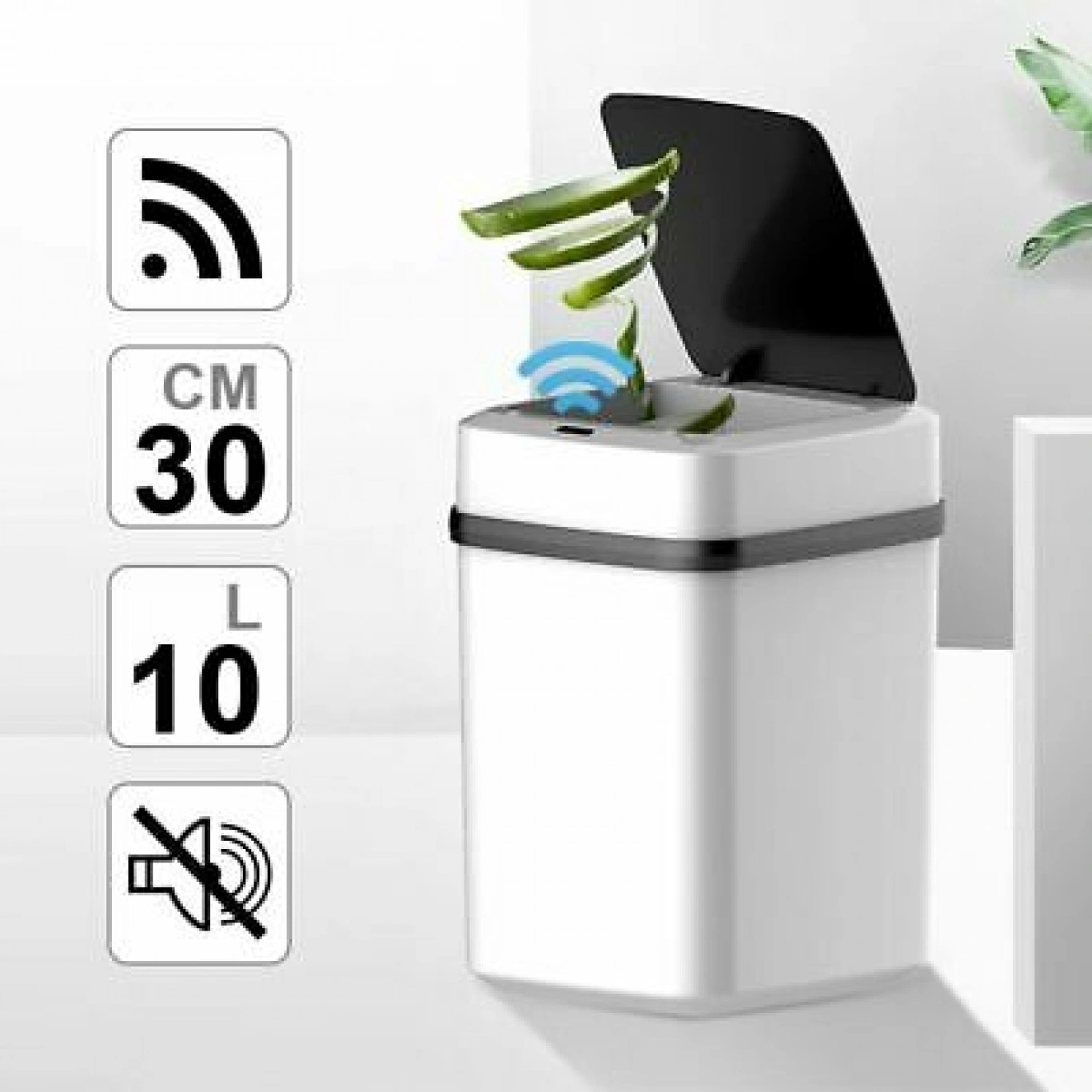 Αυτόματος Ανέπαφος Κάδος Απορριμμάτων 10Lt με Υπέρυθρο Αισθητήρα Κίνησης & Αυτόματο Καπάκι 30x20cm Λευκό Αυτόματος Ανέπαφος Κάδος Απορριμμάτων 10Lt με Υπέρυθρο Αισθητήρα Κίνησης & Αυτόματο Καπάκι 30x20cm Λευκό